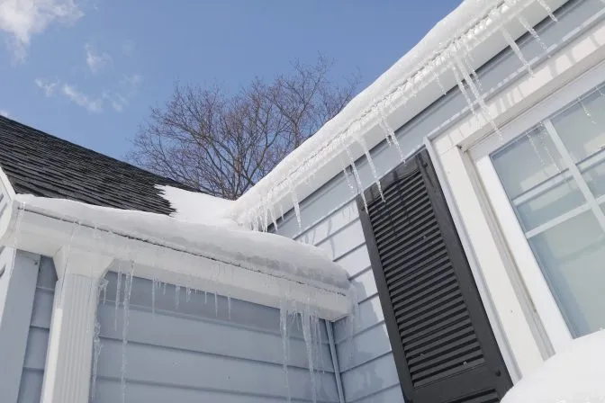 the way gutters look like with ice dams during winter