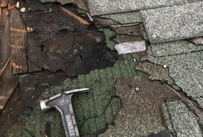 old leaky shingle roof before roof repair
